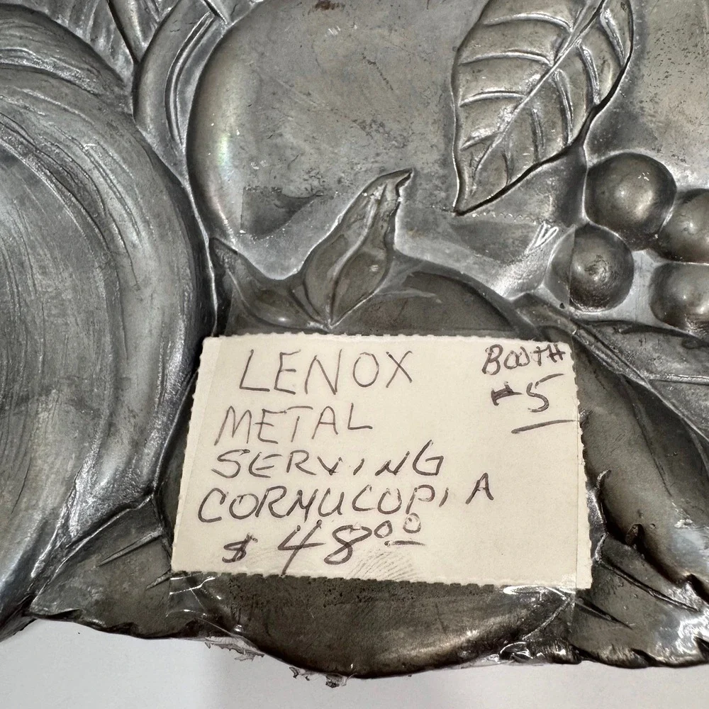 Lenox Cornucopia Horn of‎ Plenty Vintage Metal Dish Holiday Silver Collectible